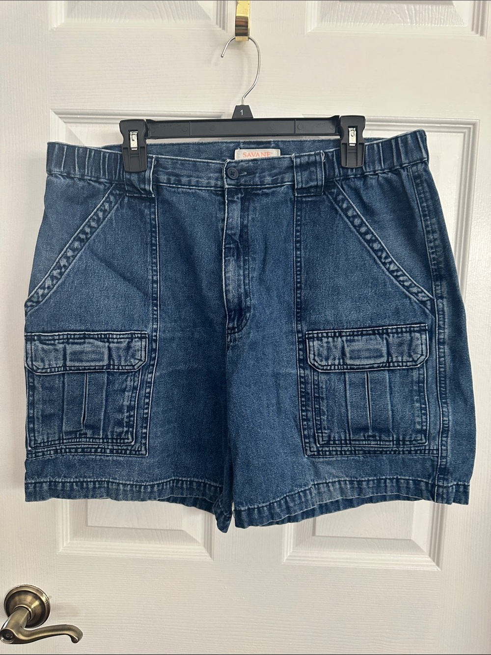 Savane Blue Denim Cargo Shorts with Front Flap Pockets
